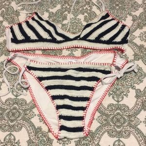 Crocheted Red White and Blue swimsuit